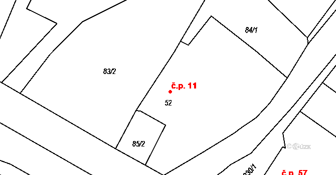 Spůle 11, Janovice nad Úhlavou na parcele st. 52 v KÚ Spůle, Katastrální mapa