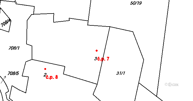 Rodvínov 7 na parcele st. 3 v KÚ Rodvínov, Katastrální mapa