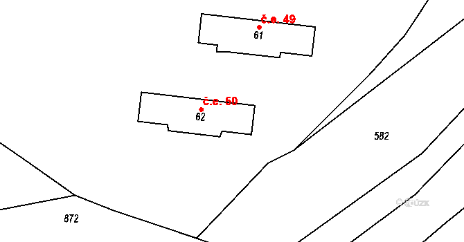 Chramosty 50, Dublovice na parcele st. 62 v KÚ Chramosty, Katastrální mapa
