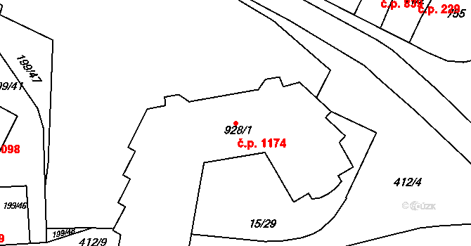 Kralupy nad Vltavou 1174 na parcele st. 928/1 v KÚ Lobeč, Katastrální mapa