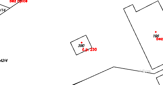 Cerekvice nad Loučnou 230 na parcele st. 390 v KÚ Cerekvice nad Loučnou, Katastrální mapa