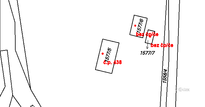 Zádveřice 438, Zádveřice-Raková na parcele st. 1577/5 v KÚ Zádveřice, Katastrální mapa