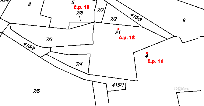 Klisín 18, Milevsko na parcele st. 21 v KÚ Klisín, Katastrální mapa