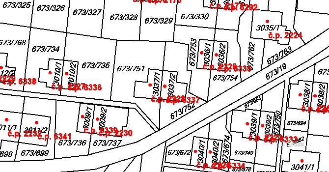 Zlín 6337 na parcele st. 3037/2 v KÚ Zlín, Katastrální mapa