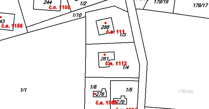 Ledečko 1112 na parcele st. 281 v KÚ Ledečko, Katastrální mapa