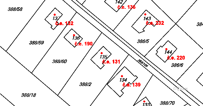 Ústupky 131, Seč na parcele st. 135 v KÚ Proseč u Seče, Katastrální mapa