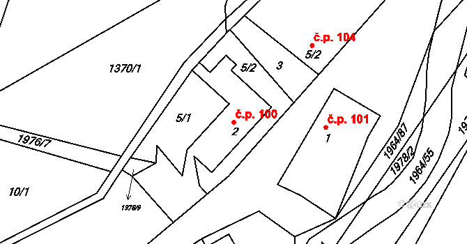 Kladná Žilín 100, Luhačovice na parcele st. 2 v KÚ Kladná Žilín, Katastrální mapa