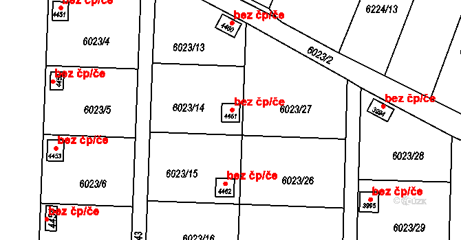 Žatec 40596664 na parcele st. 4461 v KÚ Žatec, Katastrální mapa