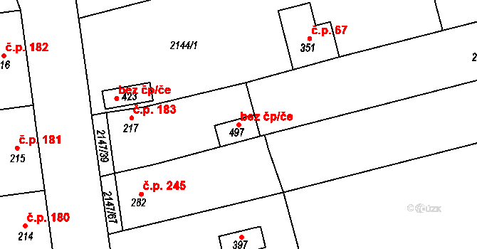 Katovice 40735664 na parcele st. 497 v KÚ Katovice, Katastrální mapa