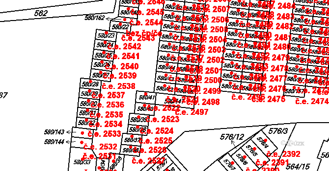 Bludovice 2521, Havířov na parcele st. 580/42 v KÚ Bludovice, Katastrální mapa