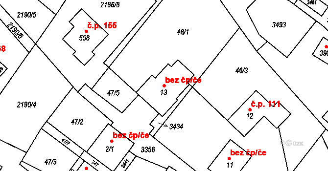 Lužná 43026664 na parcele st. 13 v KÚ Lužná u Vsetína, Katastrální mapa