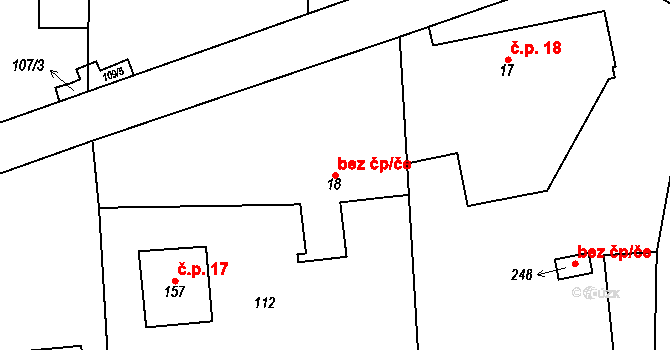 Příbor 43142664 na parcele st. 18 v KÚ Hájov, Katastrální mapa