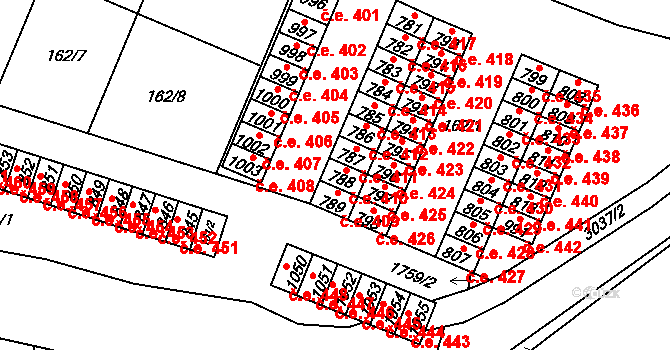 Tovačov I-Město 410, Tovačov na parcele st. 788 v KÚ Tovačov, Katastrální mapa