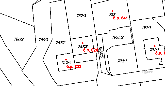 Kylešovice 824, Opava na parcele st. 787/5 v KÚ Kylešovice, Katastrální mapa