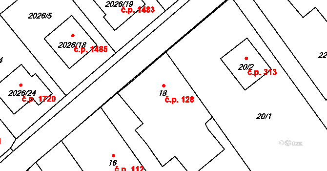 Darkovičky 128, Hlučín na parcele st. 18 v KÚ Darkovičky, Katastrální mapa