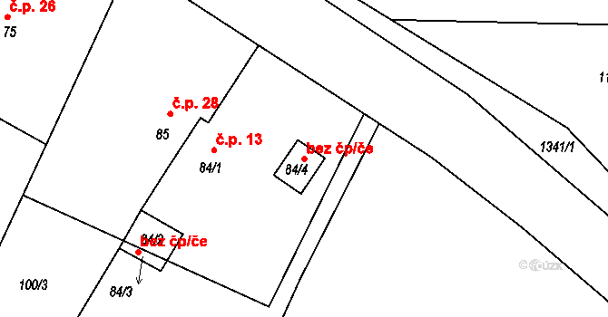 Opařany 47430664 na parcele st. 84/4 v KÚ Podboří, Katastrální mapa