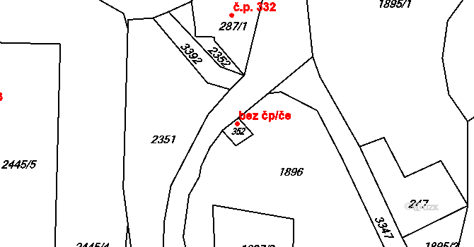 Jílové 50050664 na parcele st. 352 v KÚ Jílové u Děčína, Katastrální mapa