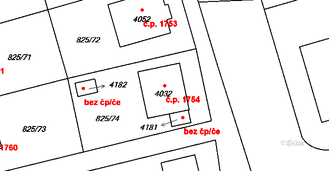 Humpolec 1754 na parcele st. 4032 v KÚ Humpolec, Katastrální mapa