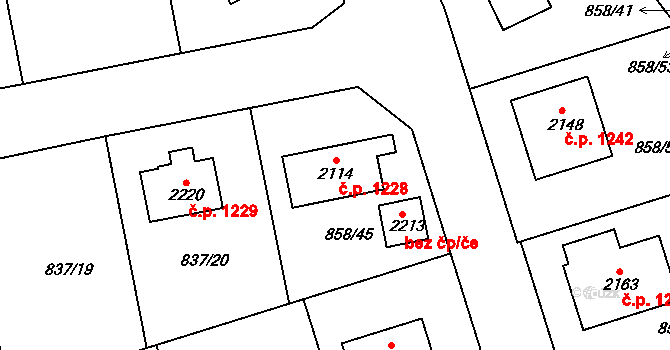 Světlá nad Sázavou 1228 na parcele st. 2114 v KÚ Světlá nad Sázavou, Katastrální mapa
