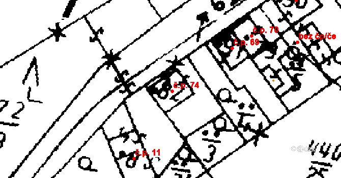 Jemníky 74 na parcele st. 82 v KÚ Jemníky, Katastrální mapa