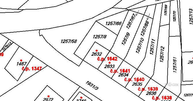 Náchod 1642 na parcele st. 2632 v KÚ Náchod, Katastrální mapa