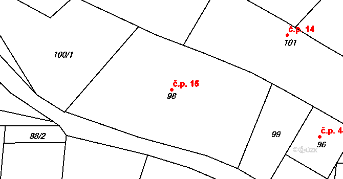 Sychotín 15, Kunštát na parcele st. 98 v KÚ Sychotín, Katastrální mapa