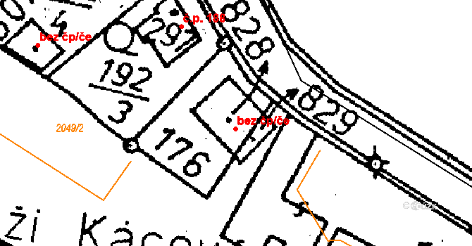 Kácov 78459664 na parcele st. 828 v KÚ Kácov, Katastrální mapa