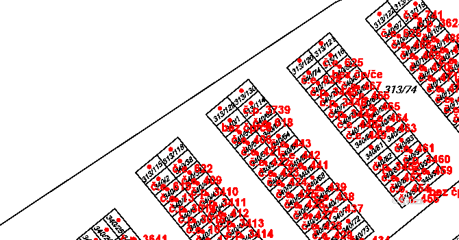 Vyškov-Předměstí 406, Vyškov na parcele st. 340/1 v KÚ Vyškov, Katastrální mapa