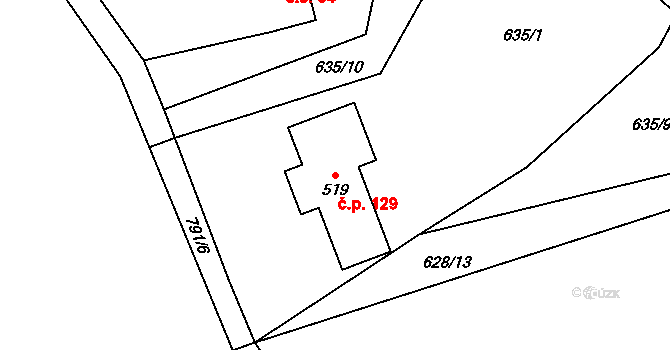 Jistebsko 129, Pěnčín na parcele st. 519 v KÚ Jistebsko, Katastrální mapa