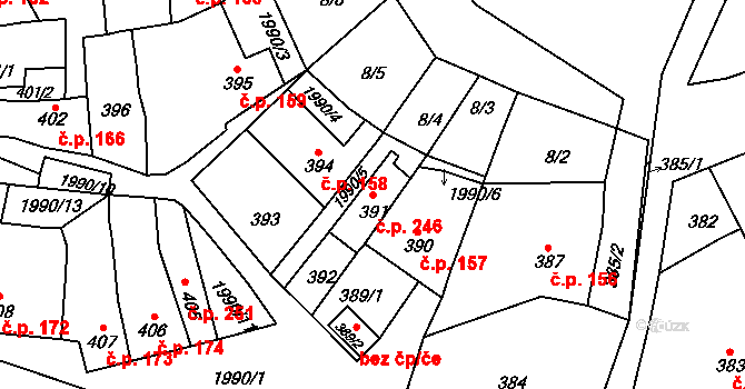 Určice 246 na parcele st. 391 v KÚ Určice, Katastrální mapa