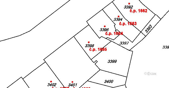 Jihlava 1665 na parcele st. 3398 v KÚ Jihlava, Katastrální mapa