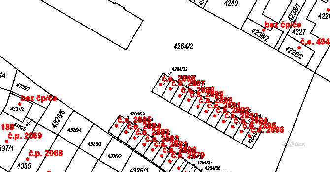 Jihlava 2886 na parcele st. 4264/33 v KÚ Jihlava, Katastrální mapa