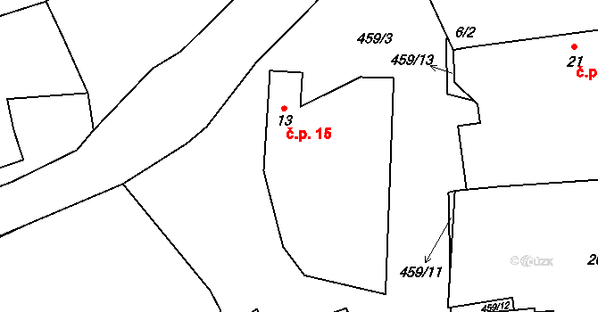 Znosim 15, Vlašim na parcele st. 13 v KÚ Znosim, Katastrální mapa