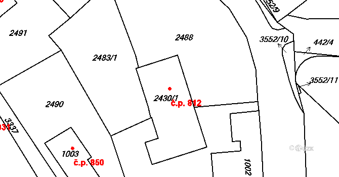 Lomnice nad Popelkou 812 na parcele st. 2430/1 v KÚ Lomnice nad Popelkou, Katastrální mapa