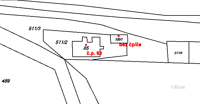 Holostřevy 68, Bor na parcele st. 85 v KÚ Holostřevy, Katastrální mapa