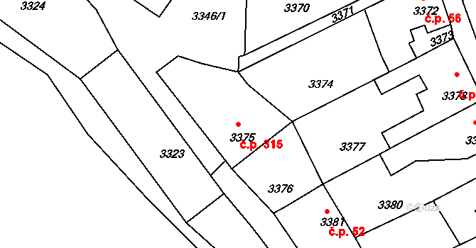Mimoň I 315, Mimoň na parcele st. 3375 v KÚ Mimoň, Katastrální mapa