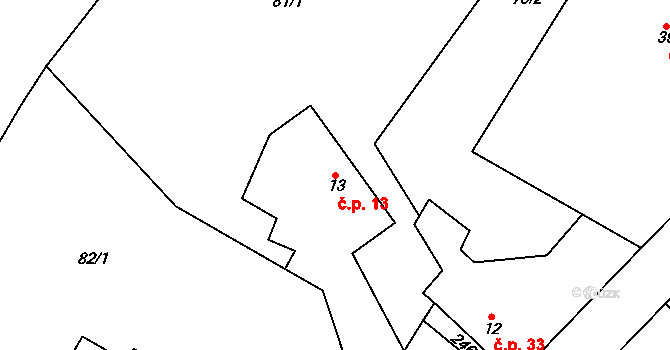 Rašín 13 na parcele st. 13 v KÚ Rašín, Katastrální mapa