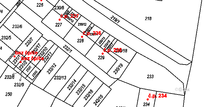 Miřetice u Klášterce nad Ohří 235, Klášterec nad Ohří na parcele st. 229 v KÚ Miřetice u Klášterce nad Ohří, Katastrální mapa