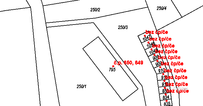 Hostinné 649,650 na parcele st. 795 v KÚ Hostinné, Katastrální mapa