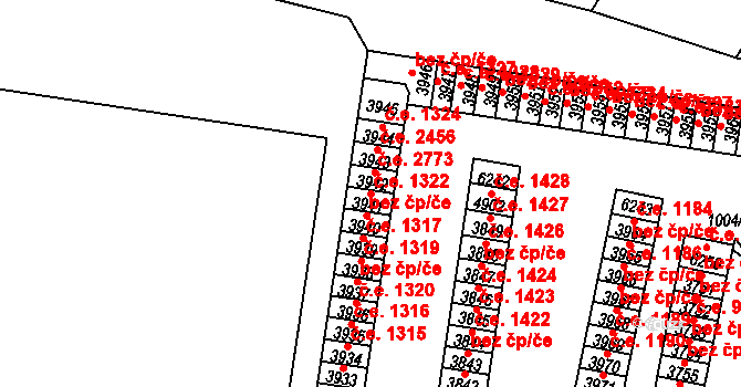Cheb 1322 na parcele st. 3941 v KÚ Cheb, Katastrální mapa