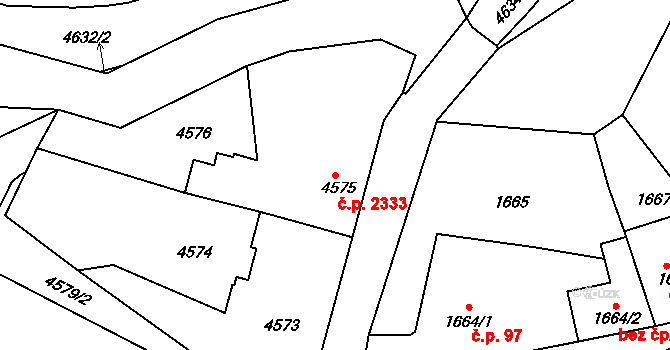 Dejvice 2333, Praha na parcele st. 4575 v KÚ Dejvice, Katastrální mapa