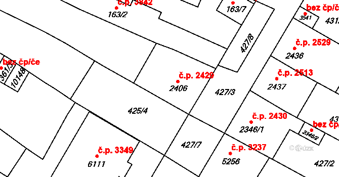 Hodonín 2429 na parcele st. 2406 v KÚ Hodonín, Katastrální mapa
