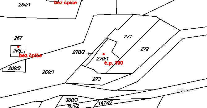 Horní Jasenka 190, Vsetín na parcele st. 270/1 v KÚ Jasenka, Katastrální mapa