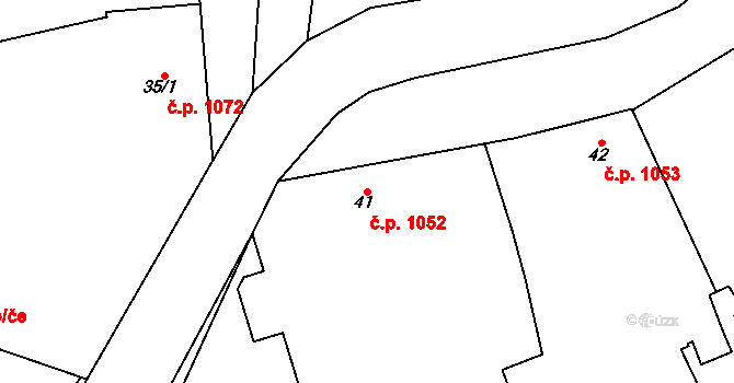 Litovel 1052 na parcele st. 41/2 v KÚ Chořelice, Katastrální mapa