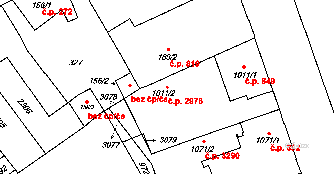 Šumperk 2976 na parcele st. 1011/2 v KÚ Šumperk, Katastrální mapa