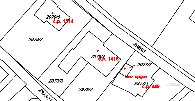 Kopřivnice 1416 na parcele st. 2979/4 v KÚ Kopřivnice, Katastrální mapa