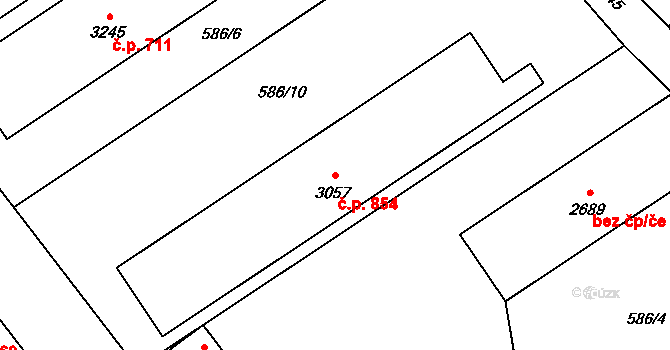 Beroun-Závodí 854, Beroun na parcele st. 3057 v KÚ Beroun, Katastrální mapa