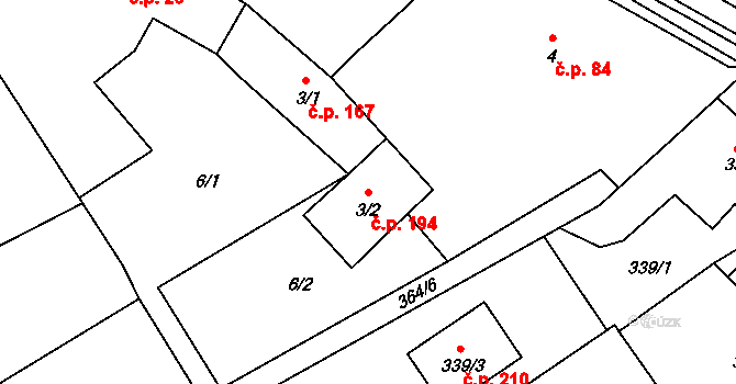 Klepačov 194, Blansko na parcele st. 3/2 v KÚ Klepačov, Katastrální mapa