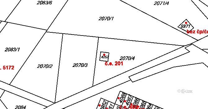 Dvůr Králové nad Labem 201 na parcele st. 4252 v KÚ Dvůr Králové nad Labem, Katastrální mapa