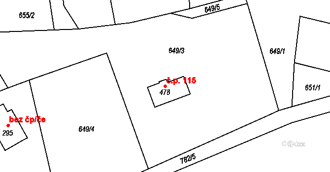 Jistebsko 115, Pěnčín na parcele st. 478 v KÚ Jistebsko, Katastrální mapa